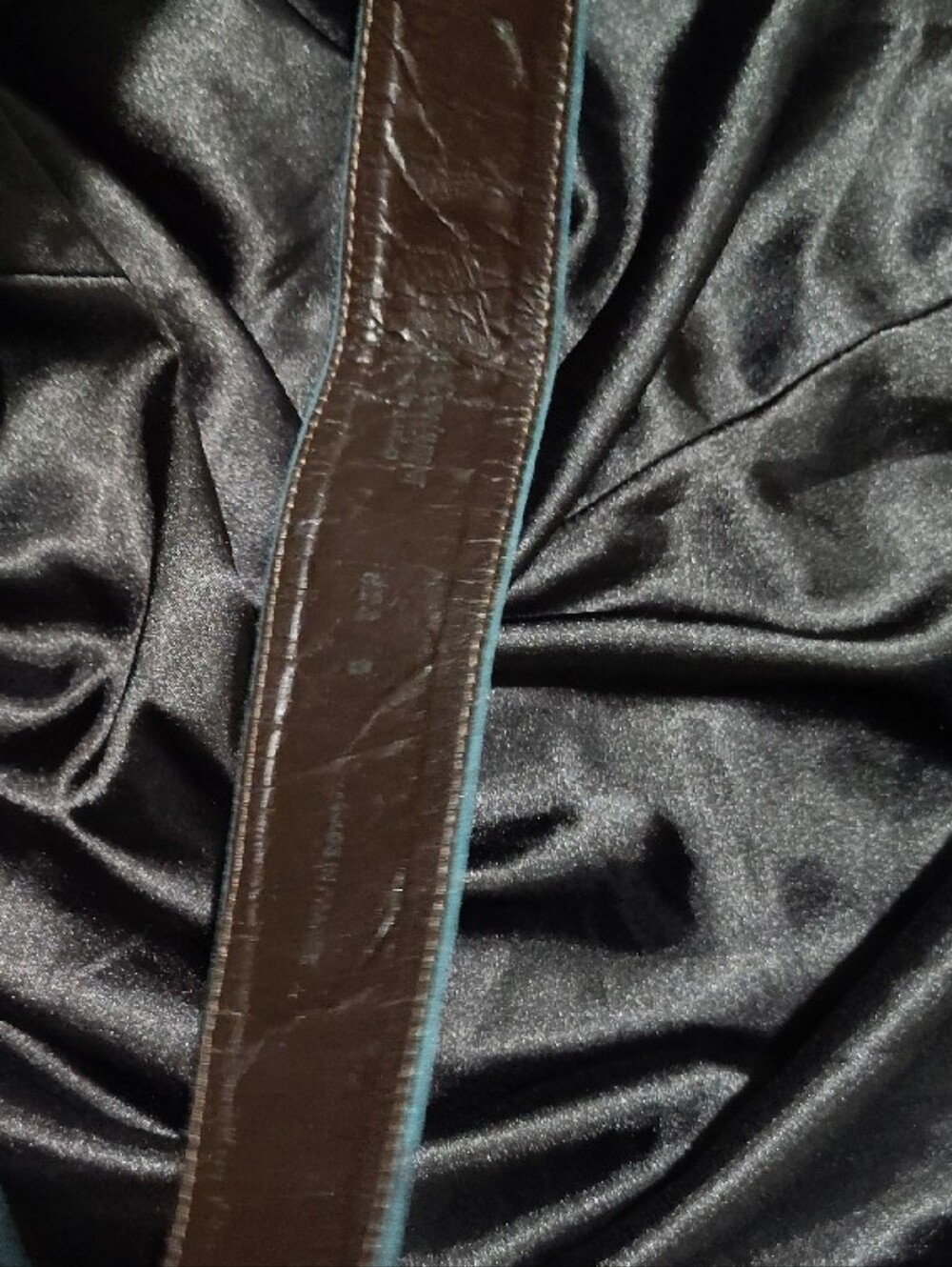 Vintage Yves Saint Laurent Teal Suede Round-Buckle Belt - Picture 6 of 9